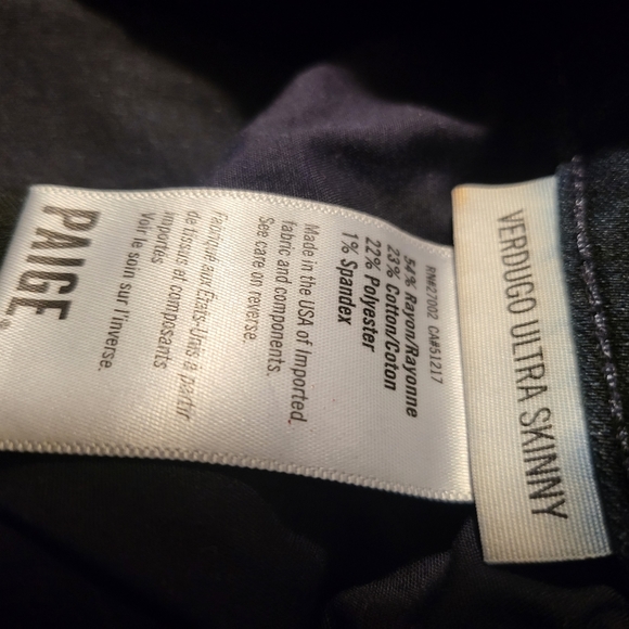 Paige Verdugo Ultra Skinny in a Stretchy Mid-rise Dark Wash sz 24 - Picture 5 of 5